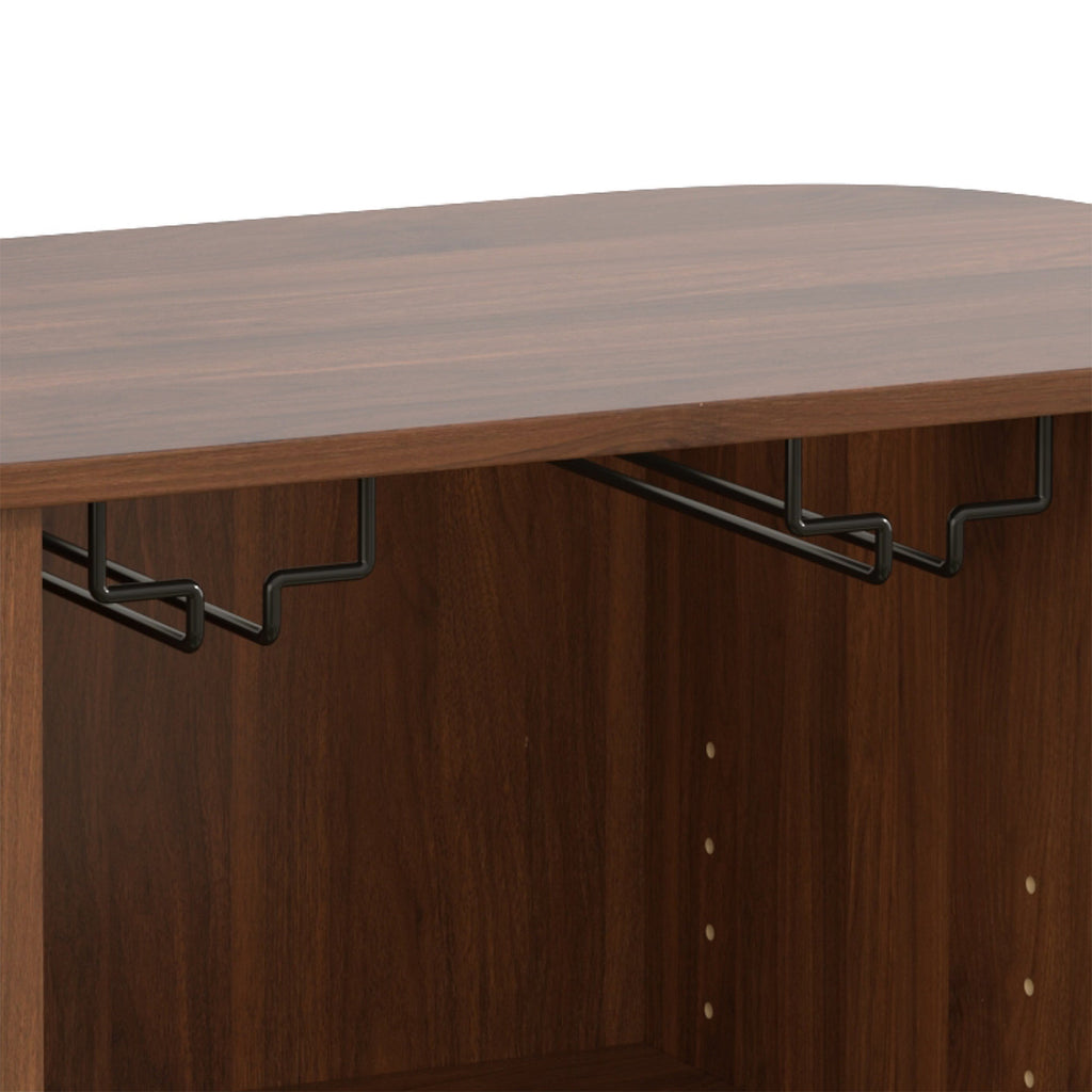 28' Fluted Wine Bar Cabinet with 8-Grid Wine Rack, 5-Level Adjustable Shelves, 2 Glass Holders, Smoothly Sliding Tambour Doors, 4 Hidden Storage Space on the Side, Modern Liquor Coffee Station, Black