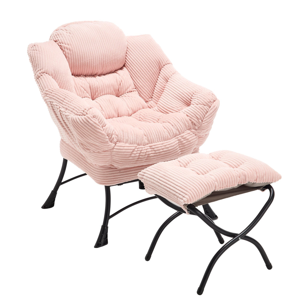 Lazy Lounge Chair with Ottoman — PP Cotton & Side Pocket