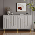 Gray 4-door lacquered sideboard with gold metal legs — front view