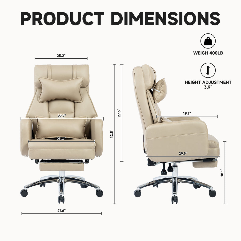 High-back office chair side profile in beige