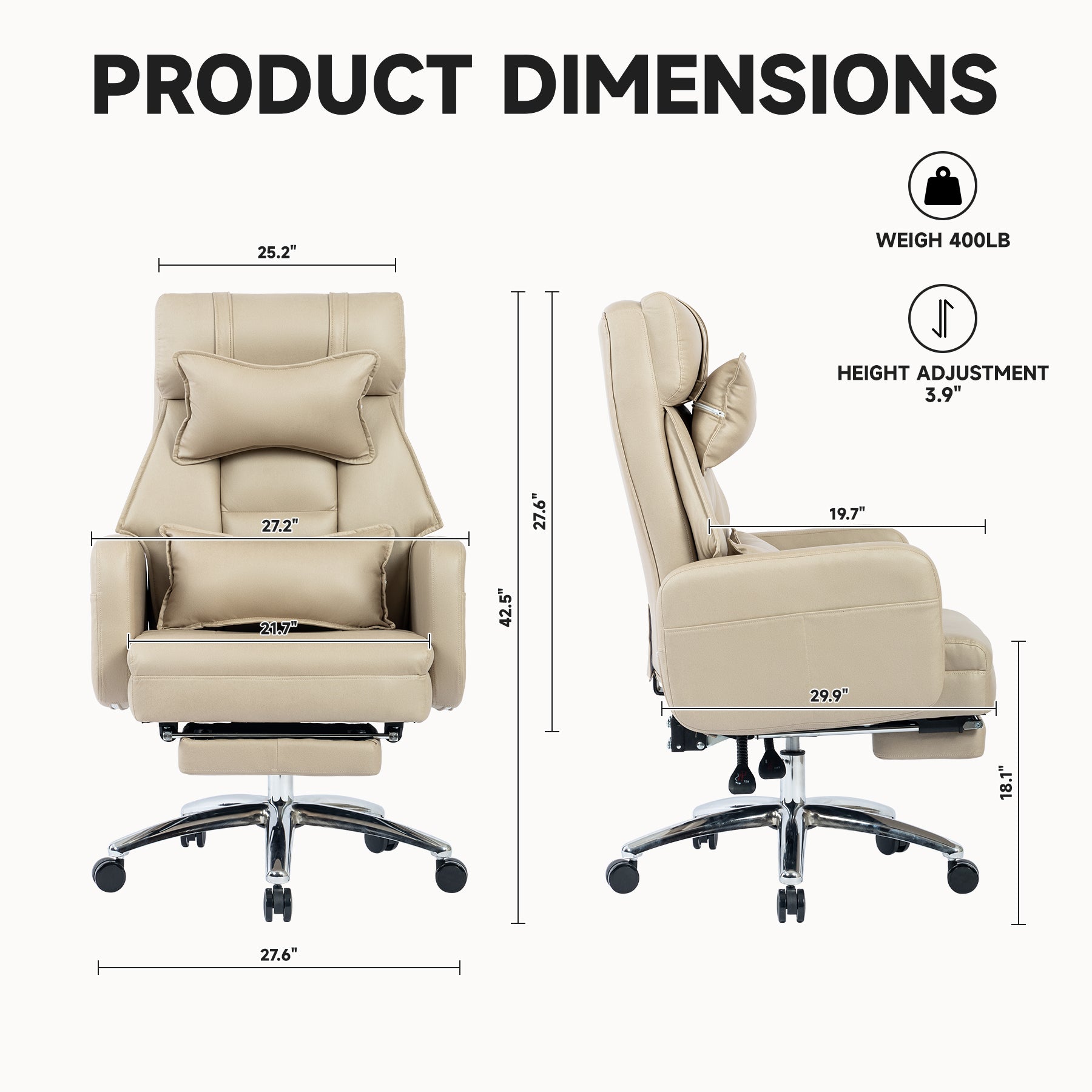 High-back office chair side profile in beige