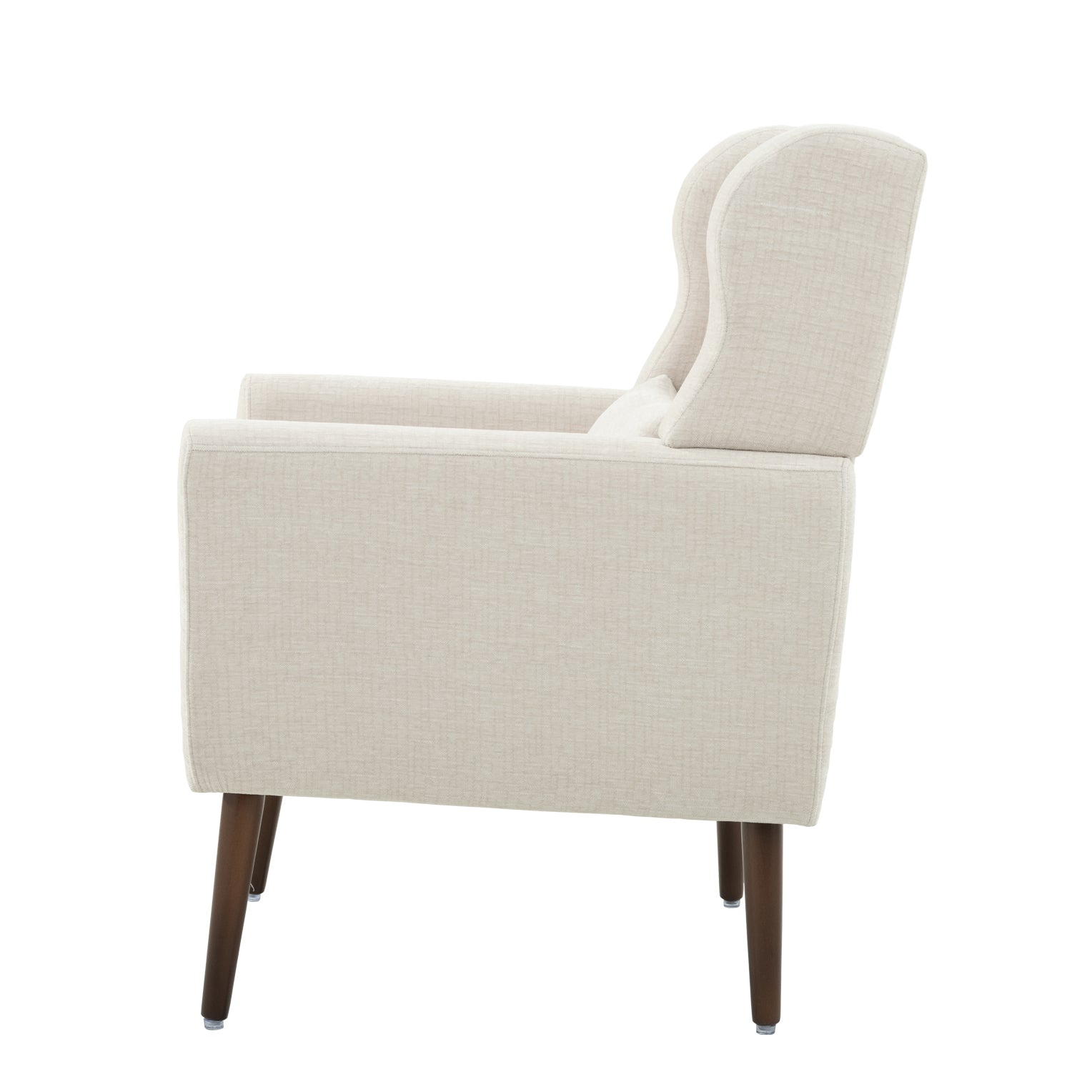 Beige chenille lounge armchair — lifestyle photo