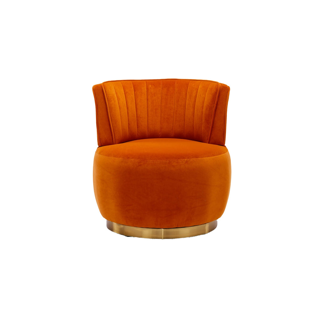 Velvet Swivel Barrel Chair — 360° Round Accent
