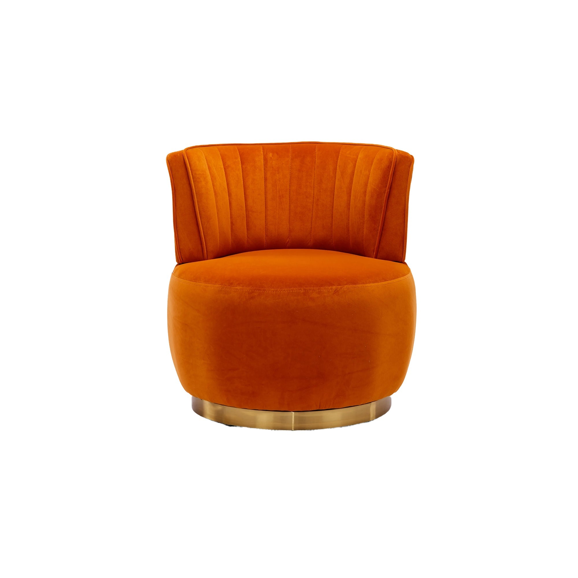 Velvet Swivel Barrel Chair — 360° Round Accent