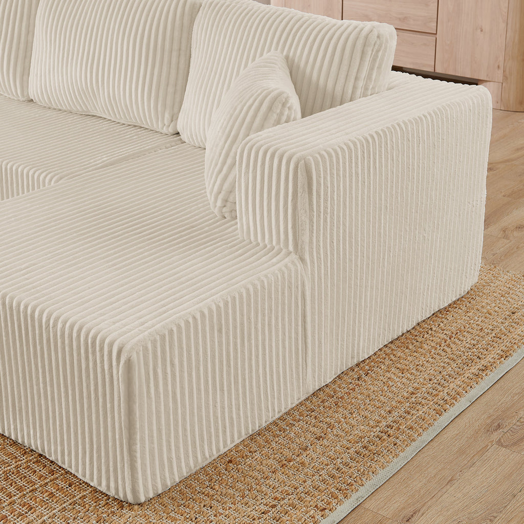 U shape Modular Sectional Sofa, Compressed Sectional Sofa Modern Minimalist Style Corduroy Couch, Sleeper Sofa for Living Room, Bedroom, Comfy Compressed Sofa Couch Space-Efficient Design-green