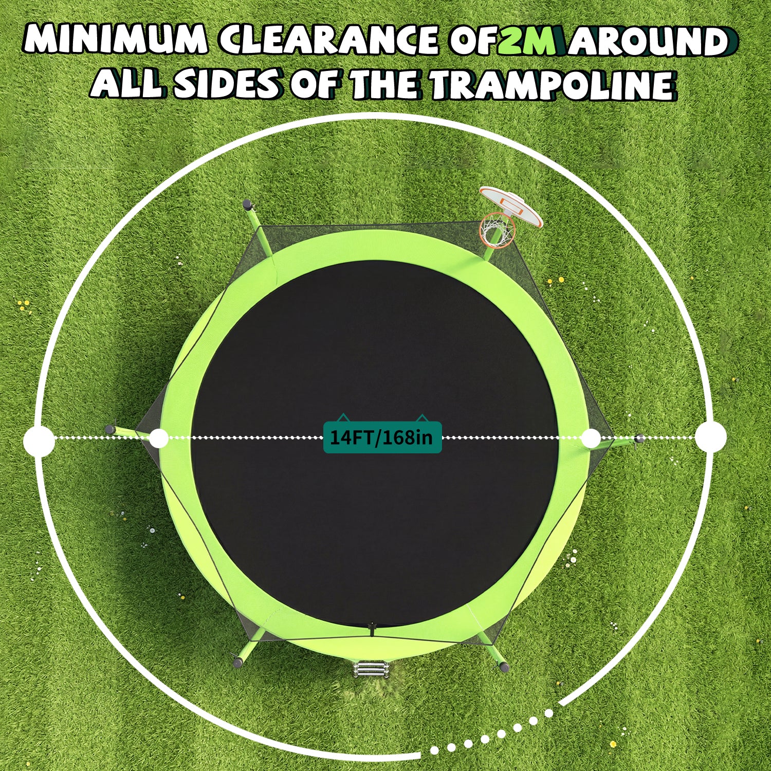 Outdoor trampoline safety enclosure net UV-resistant detail