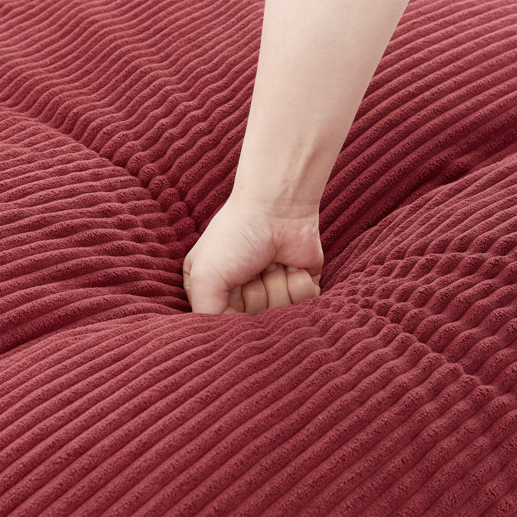 Corduroy Swivel Barrel Chair — 360° with Removable Pillows