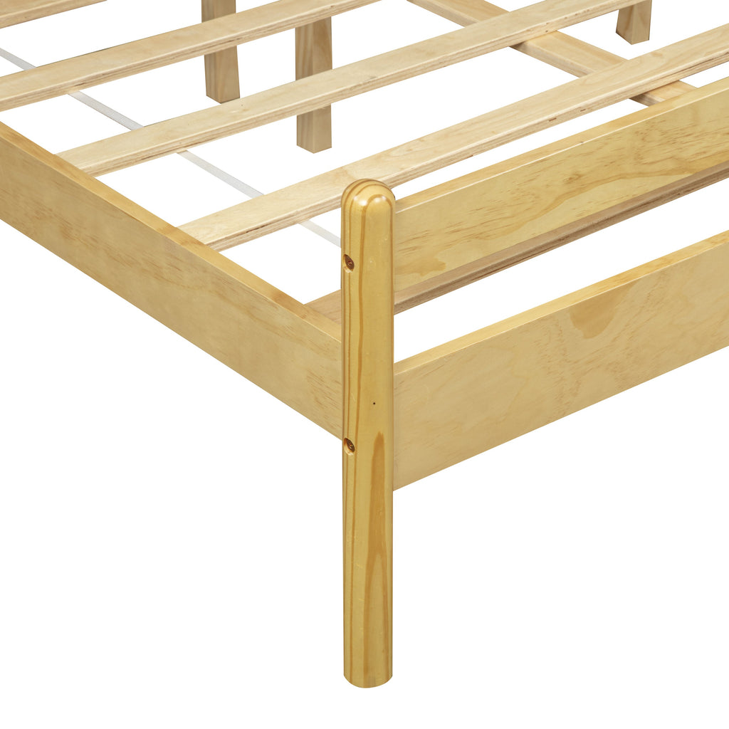 Traditional Style King Size Bed with Headboard and Footboard, Pinewood Bed with Strengthened Bed Frame,Walnut