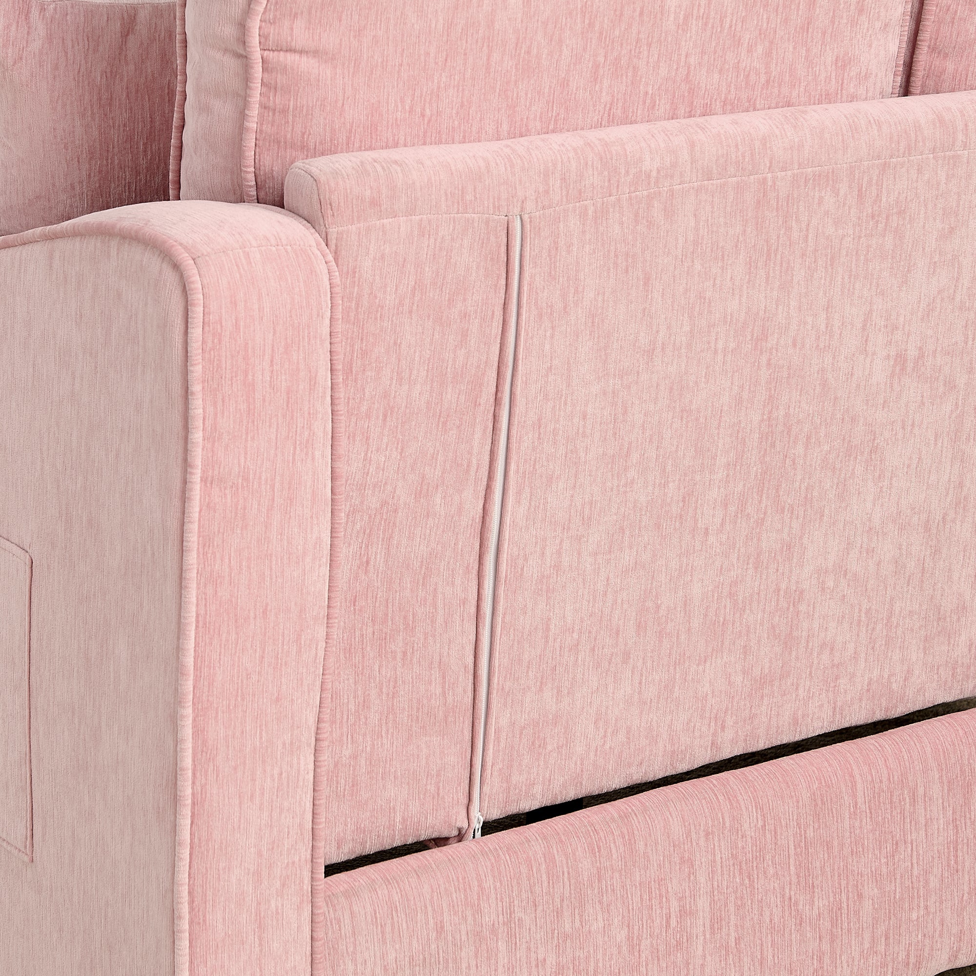 Corduroy 2-Seater Sofa Chaise — Storage Footrest & 2 Pillows, 42.7" Wide