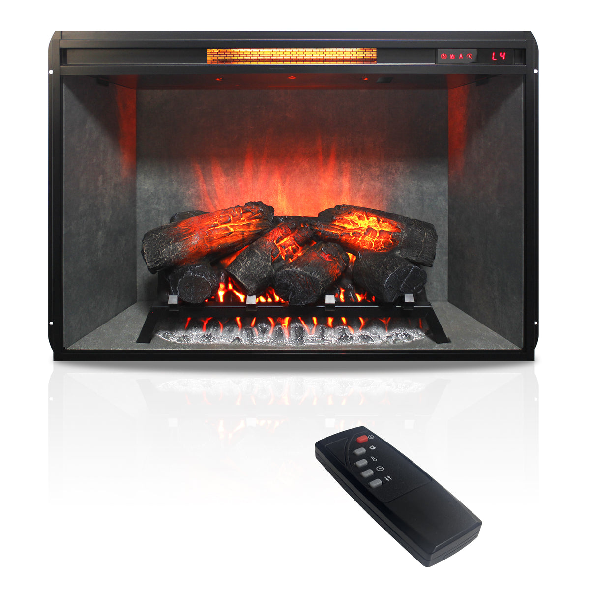 33 inch Infrared Electric Fireplace Insert, Touch Panel Home Decor Heater,Realistic flames with 4 colors