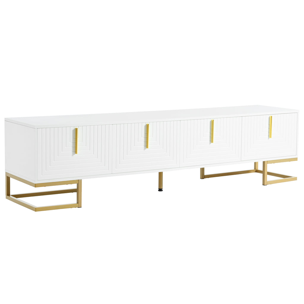 White TV stand side profile view