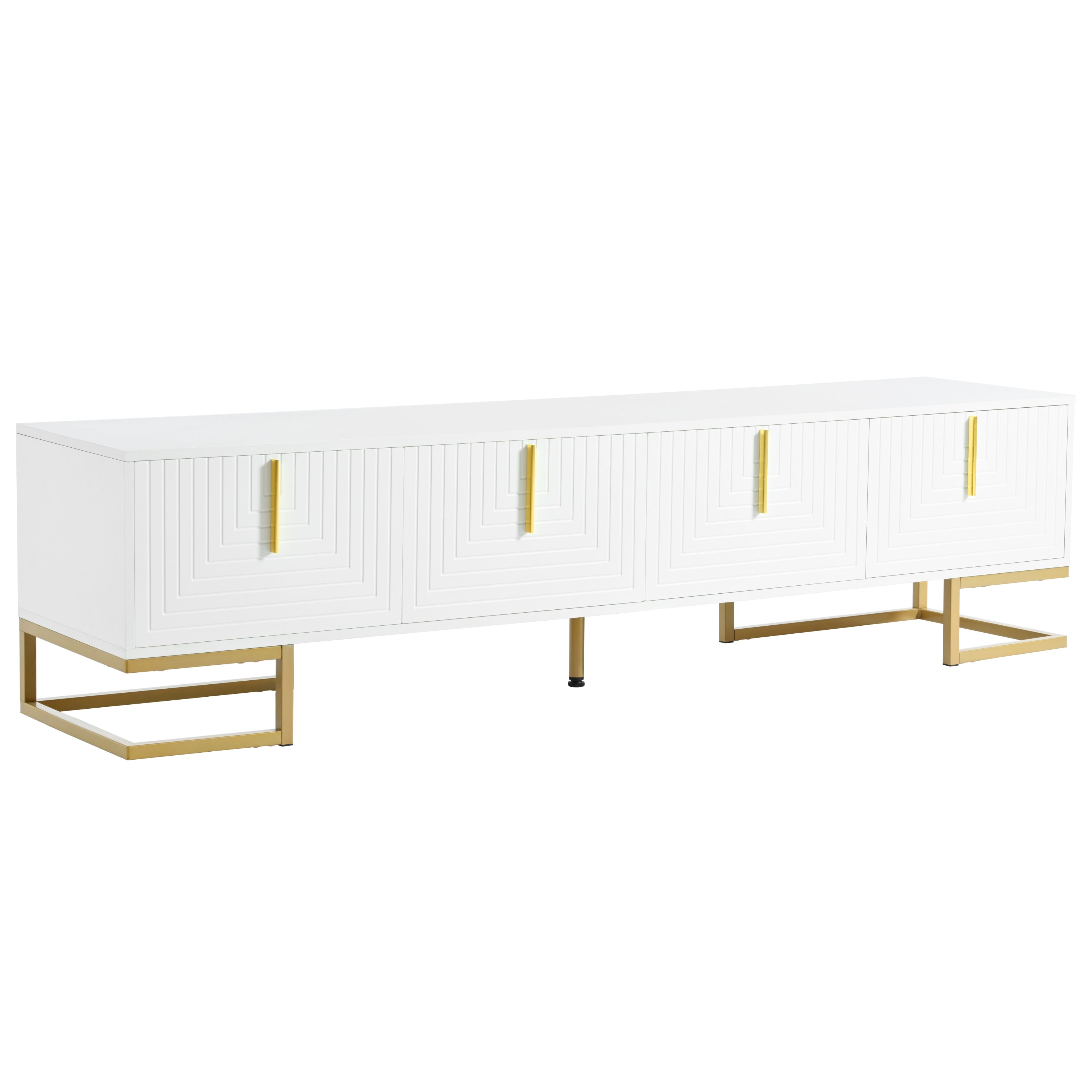 White TV stand side profile view