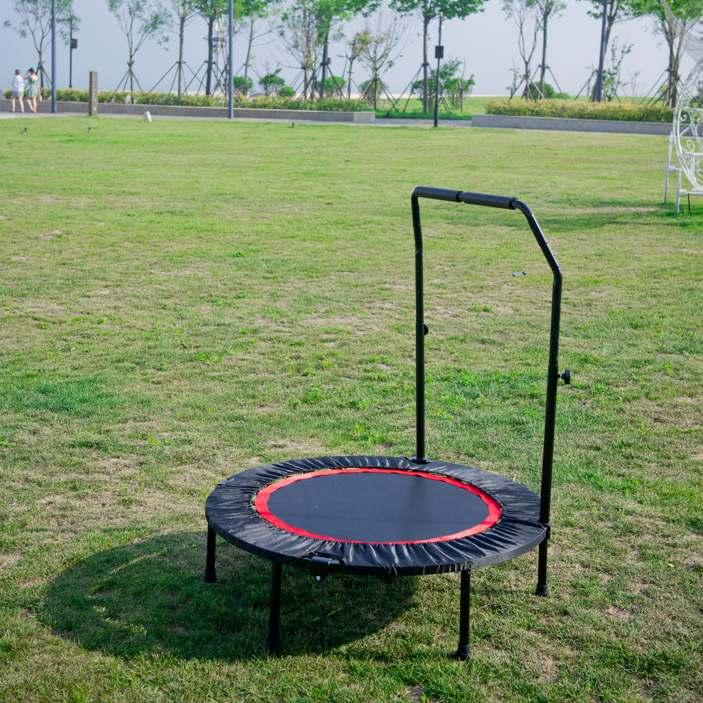 Indoor fitness rebounder trampoline jump mat close-up