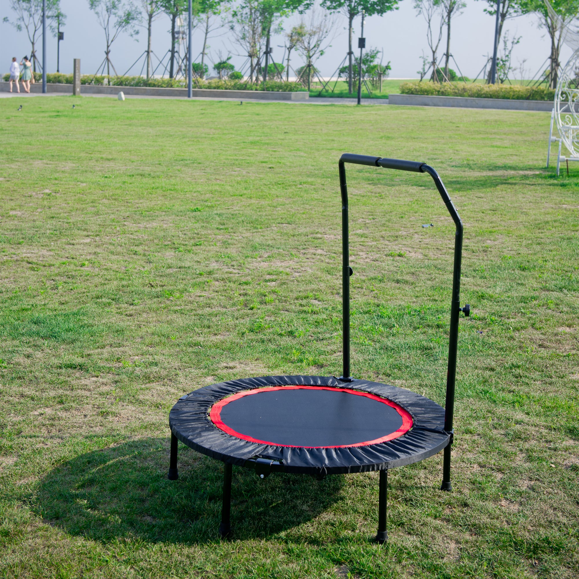 Indoor fitness rebounder trampoline jump mat close-up