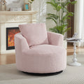 Pink faux fur swivel accent chair — front view