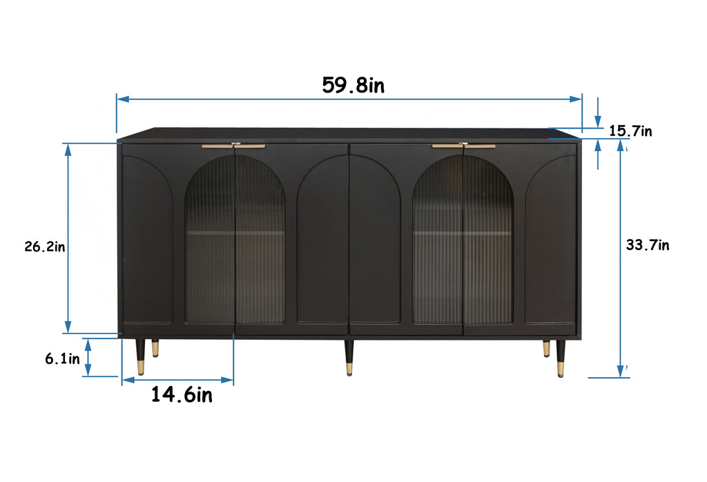 Black lacquered buffet server cabinet entryway placement