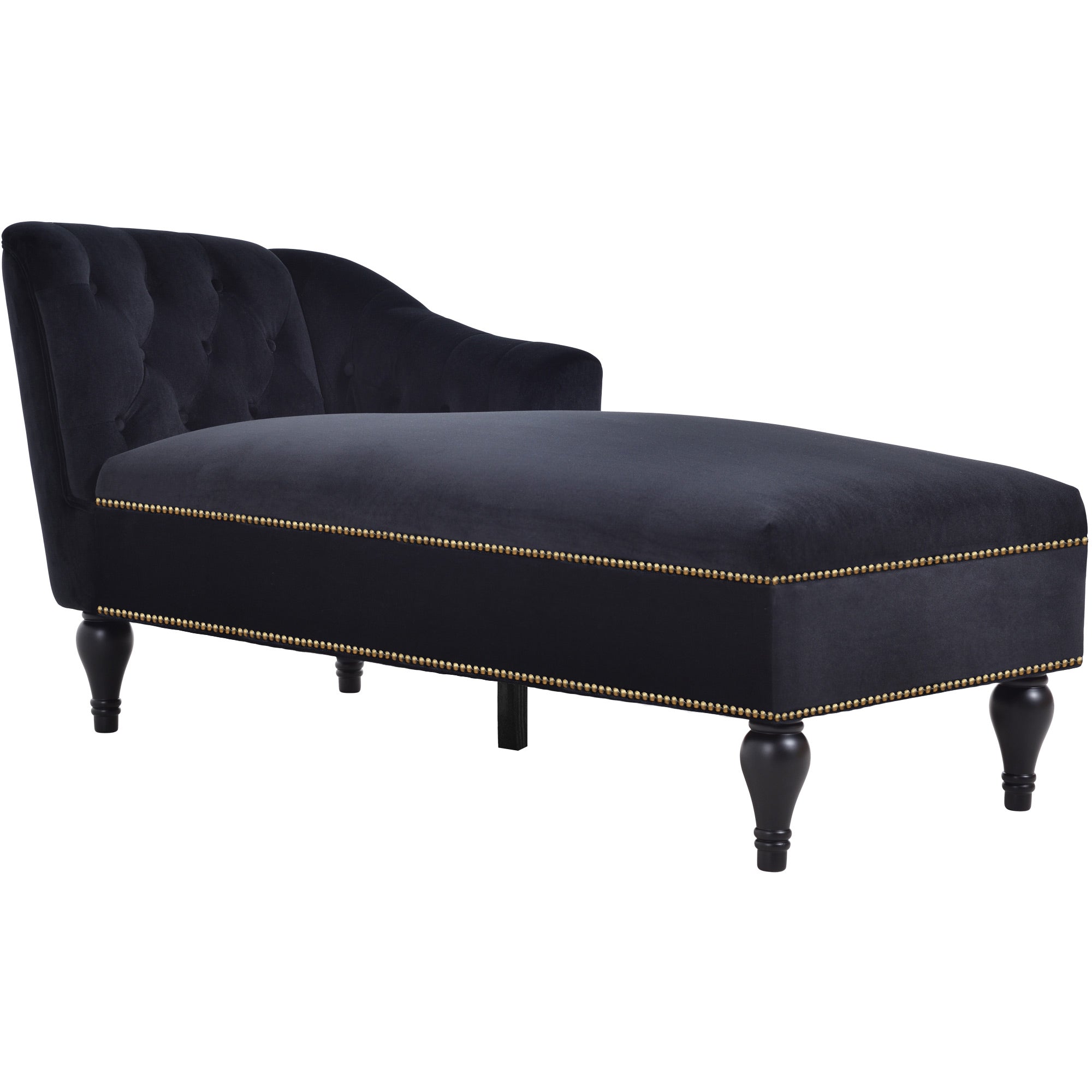 Velvet chaise lounge with solid wood legs