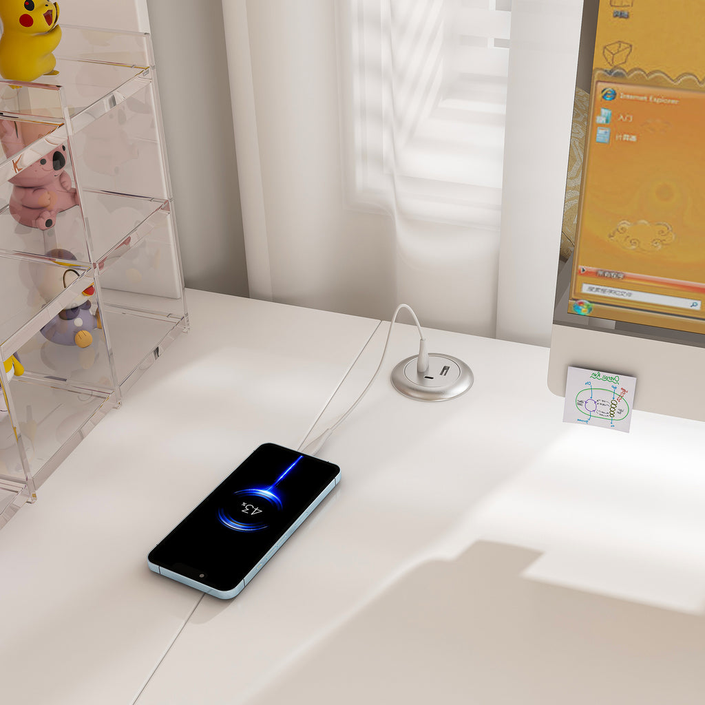 L-shaped desk under-desk shelf storage for supplies