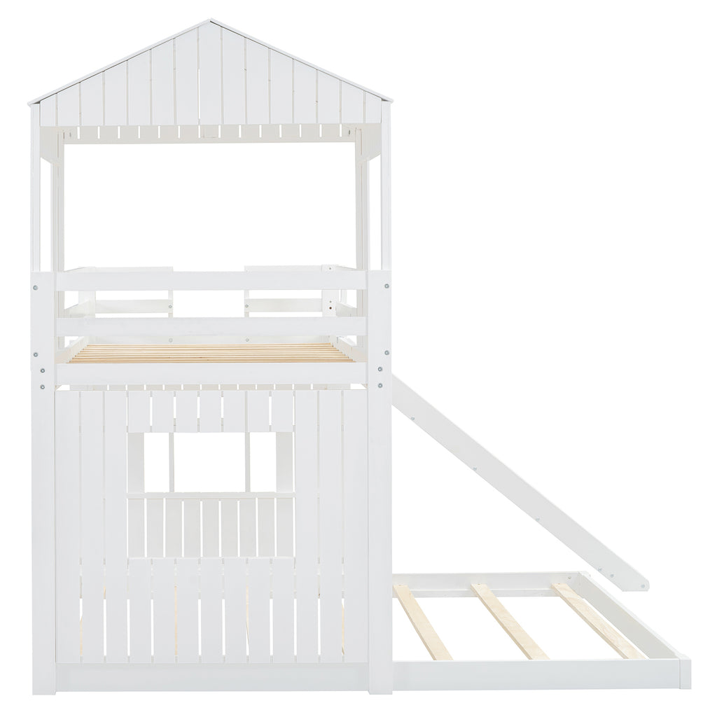 White farmhouse bunk bed in children's room
