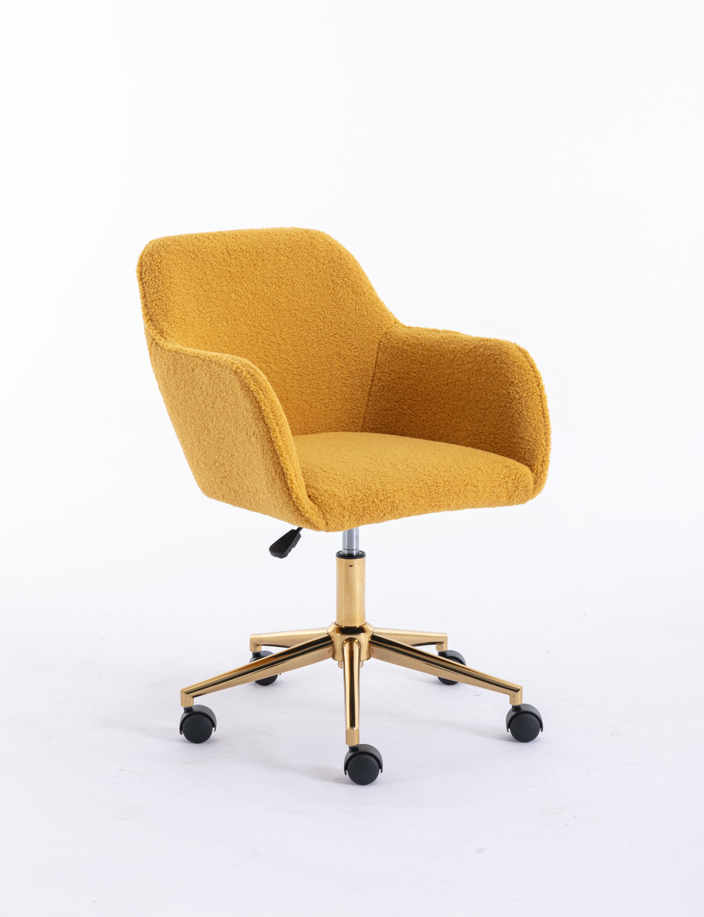 Teddy Office Chair — Adjustable Height with Gold Metal Base & Wheels