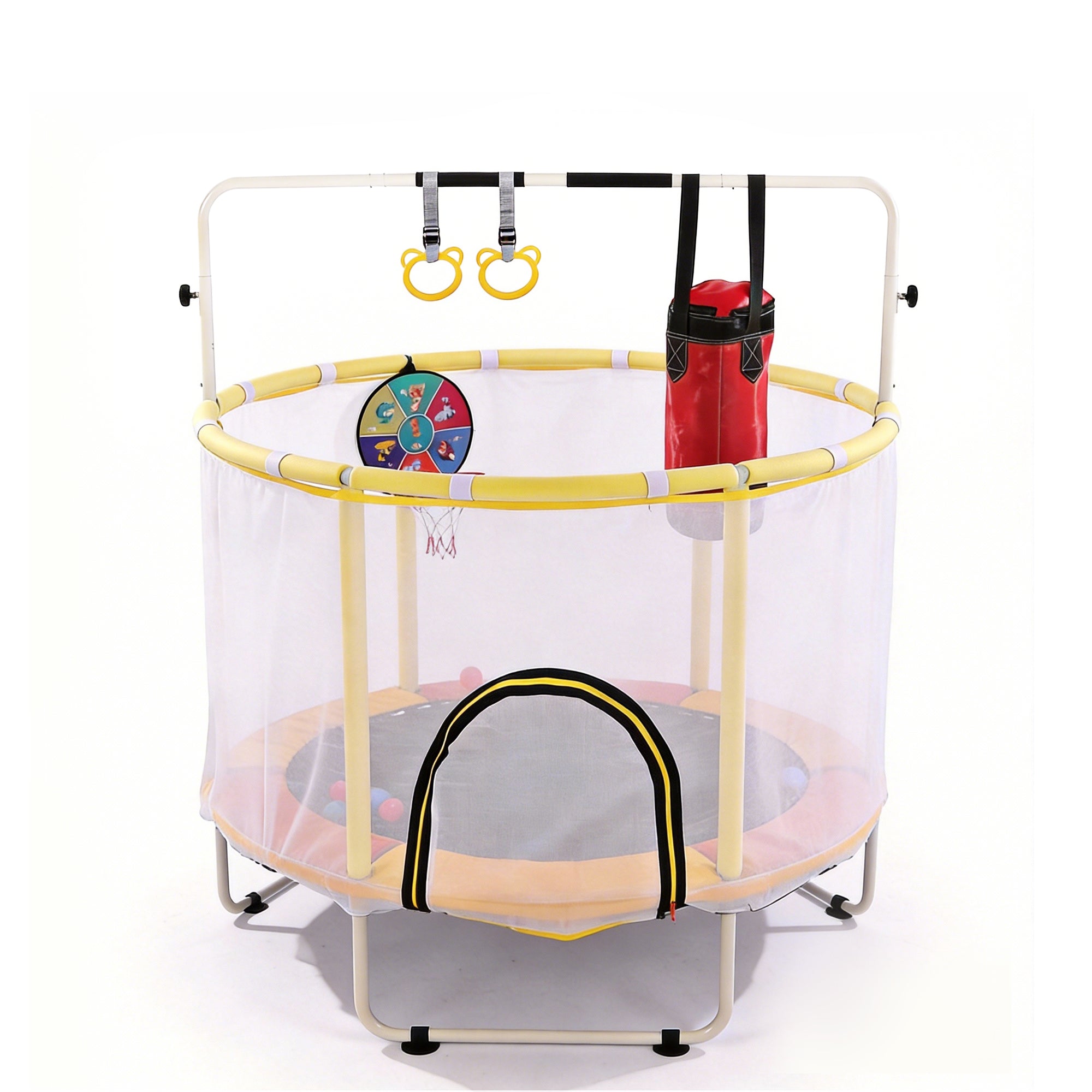 54-inch kids trampoline safety enclosure net and foam padding detail