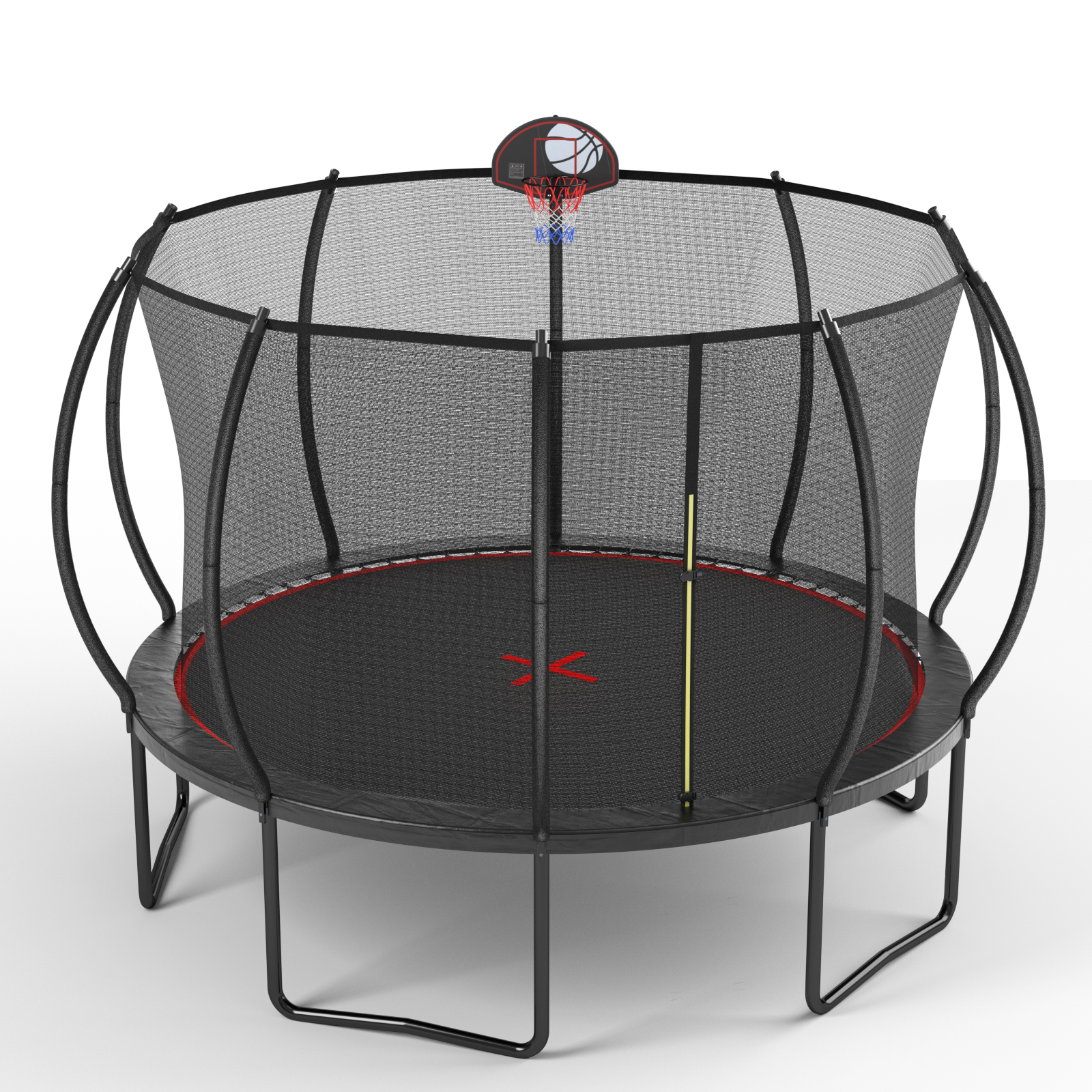 12 ft trampoline with basketball backboard and steel ladder