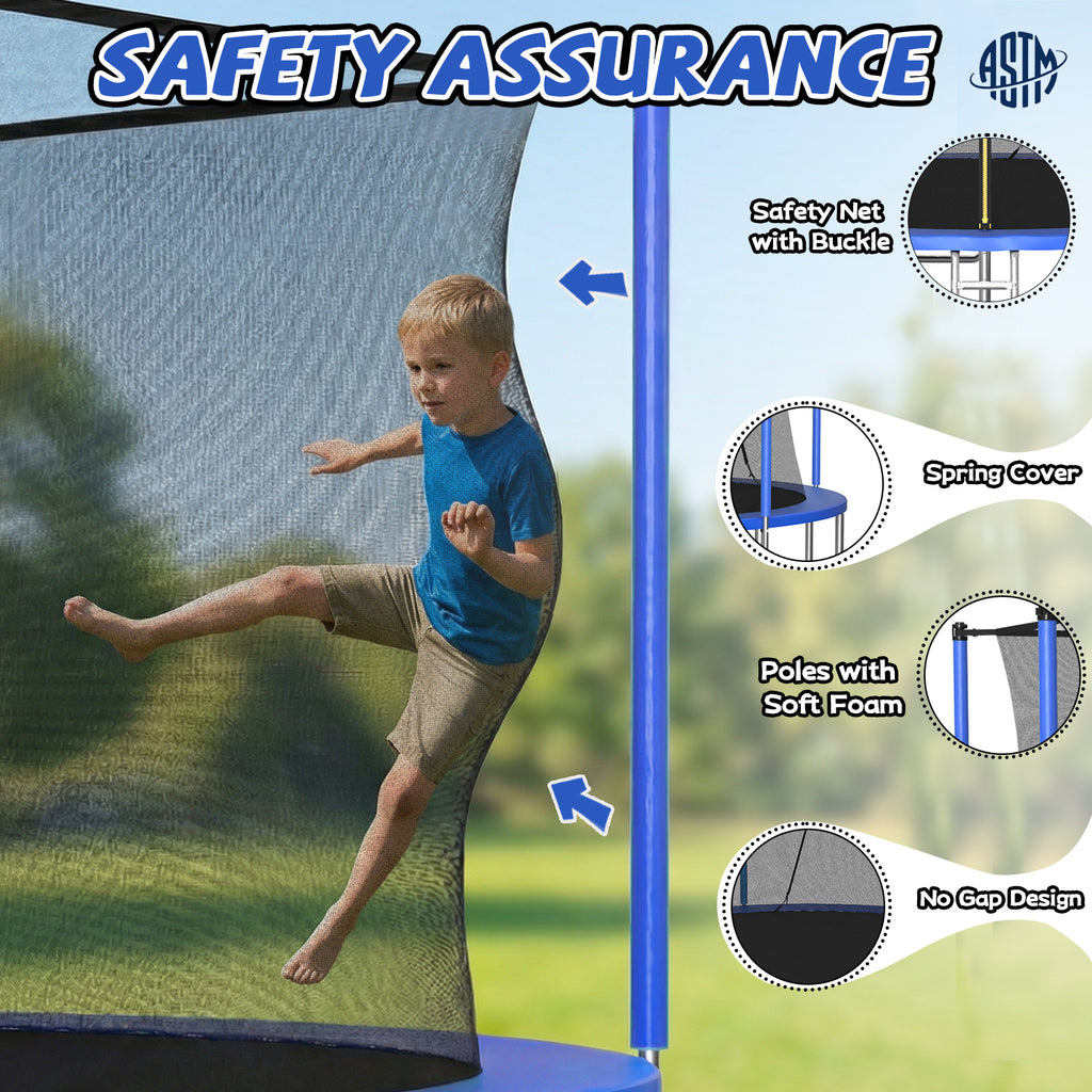 Galvanized steel round trampoline frame six W-shaped legs detail