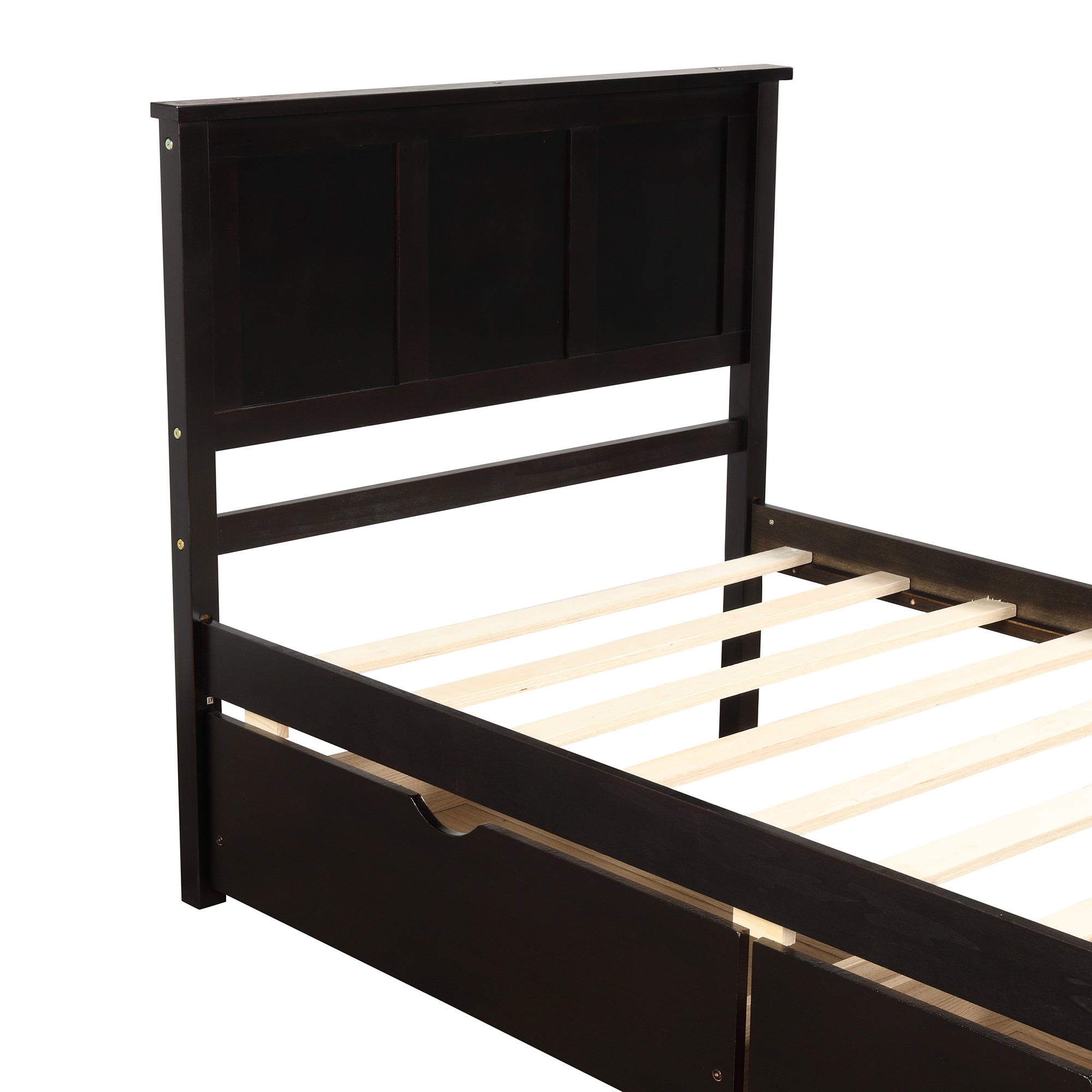Under-bed drawer on wheels close-up