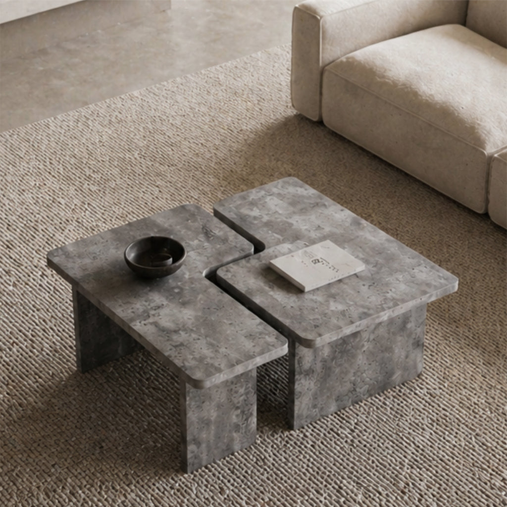 2-piece nesting coffee table extended rectangle layout