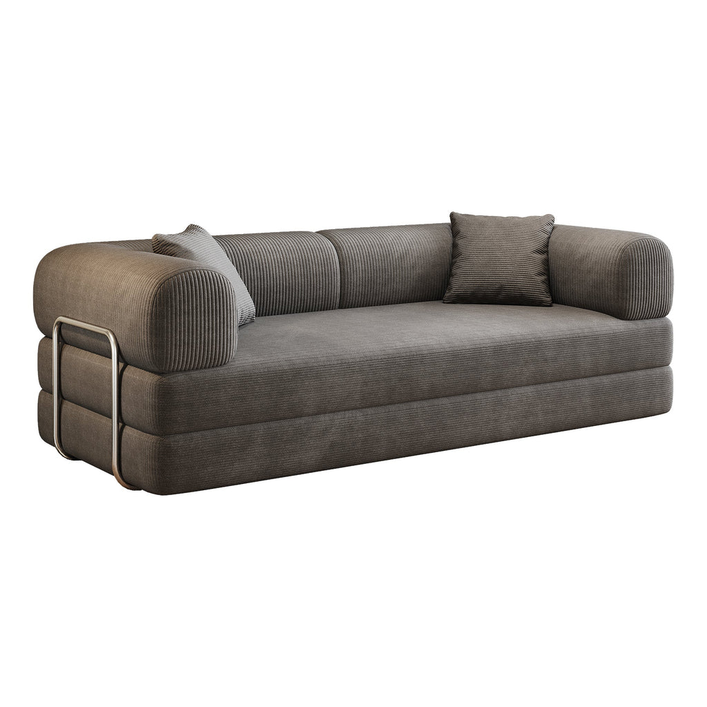 Corduroy Compression Convertible Floor Sofa Bed — Modular Loveseat, 78.8" Wide