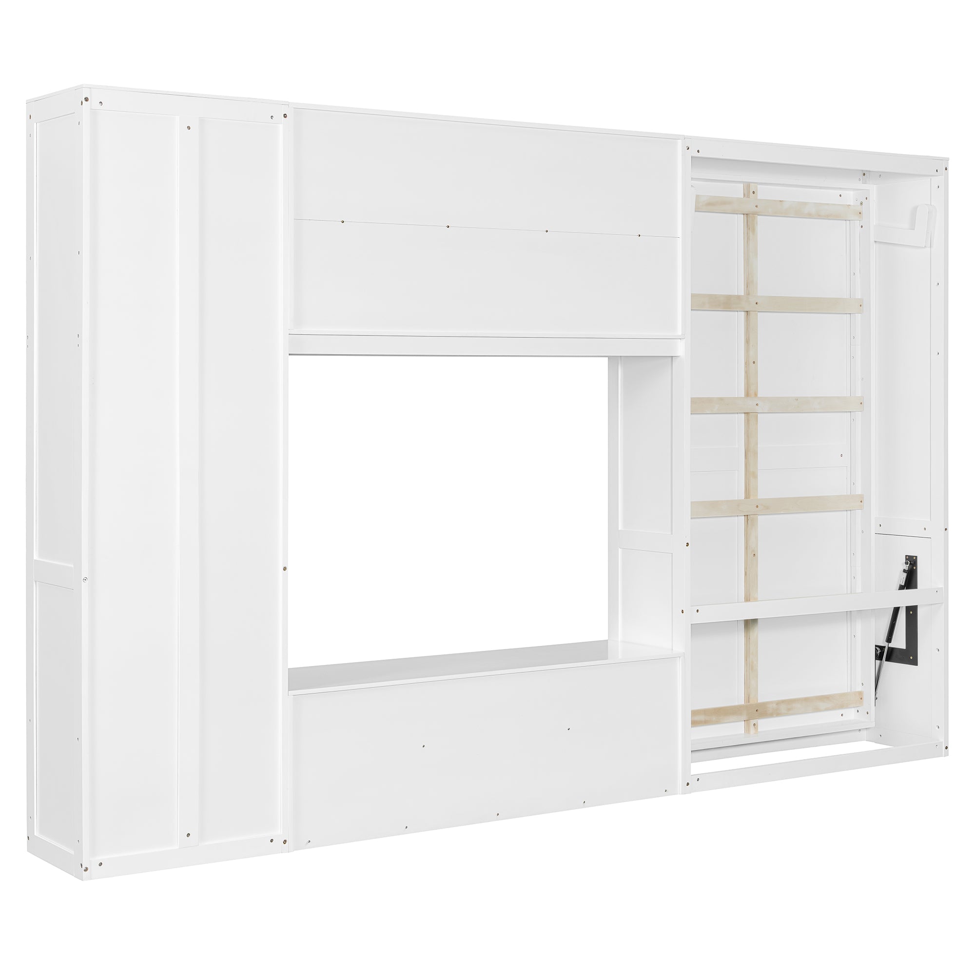 Space-saving fold-up twin bed in small bedroom