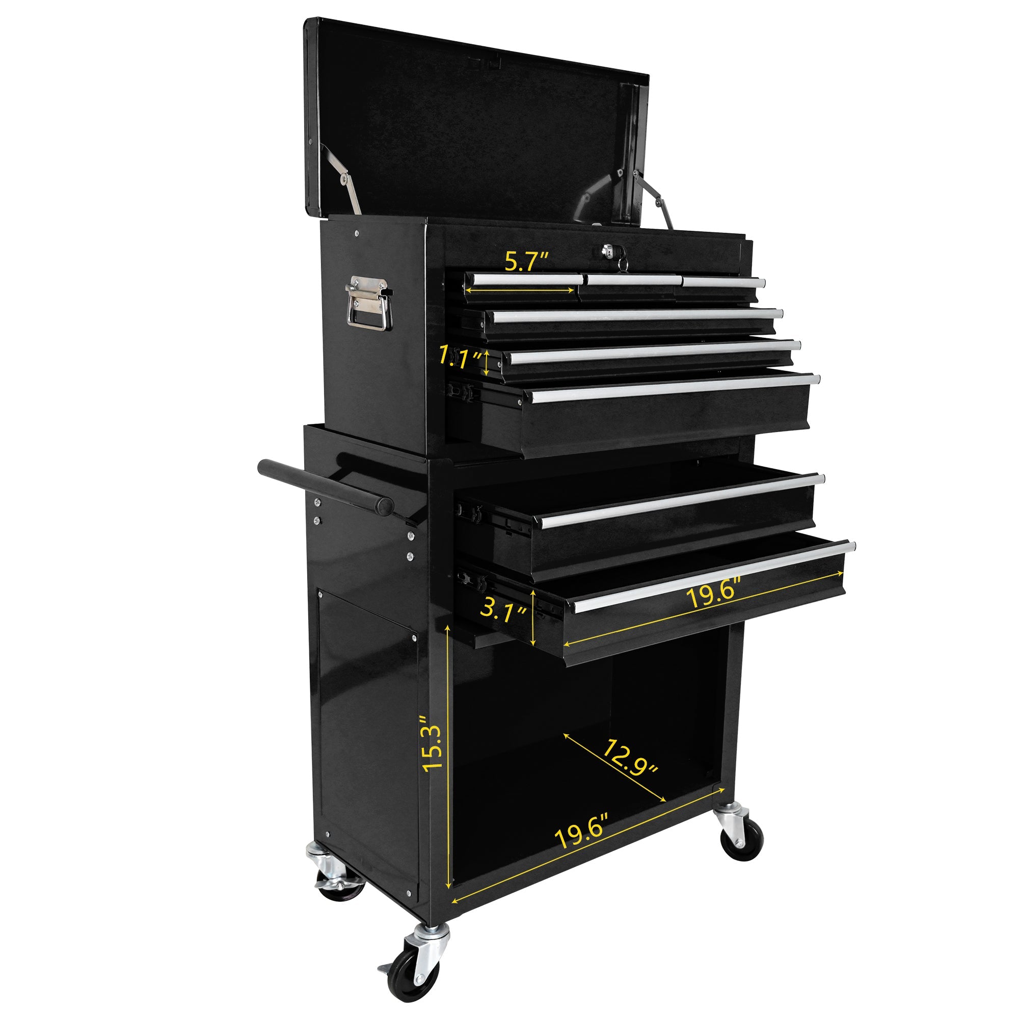 8-Drawer Rolling Tool Chest with Lock — Metal Tool Storage Cabinet
