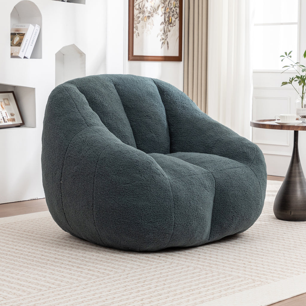 37-inch green bean bag chair — angle view