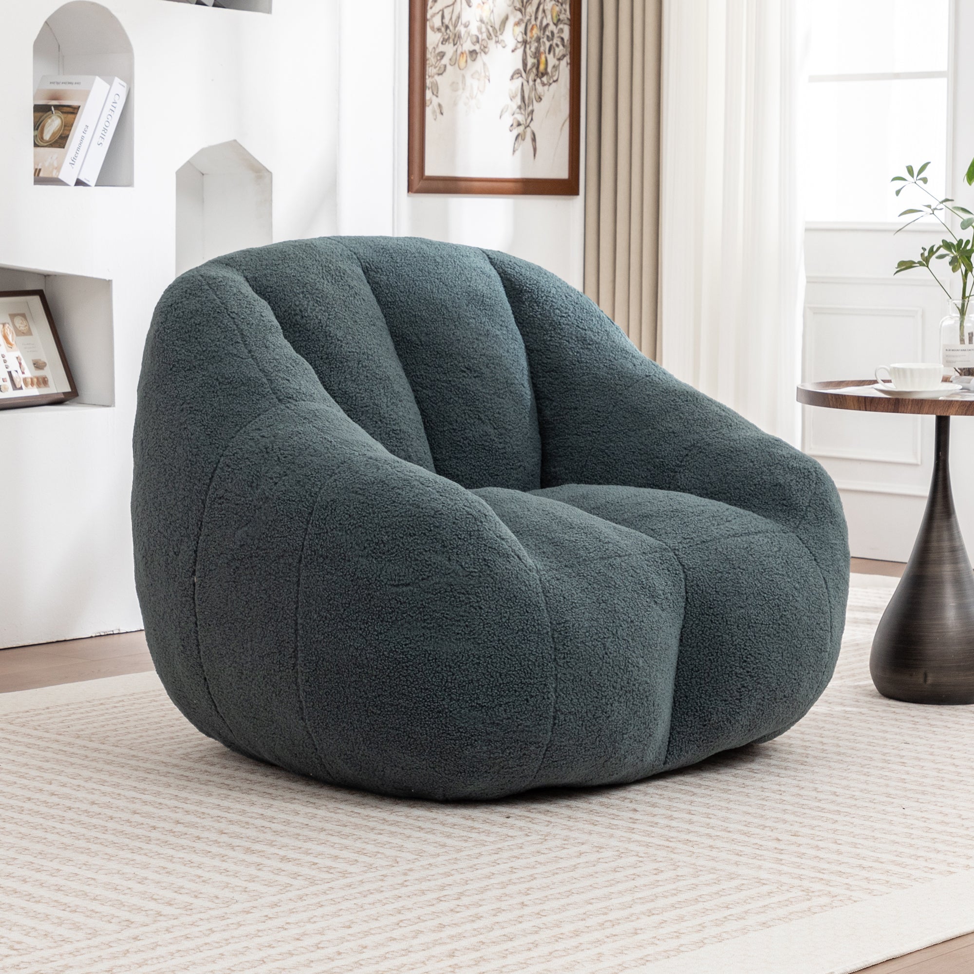 37-inch green bean bag chair — angle view