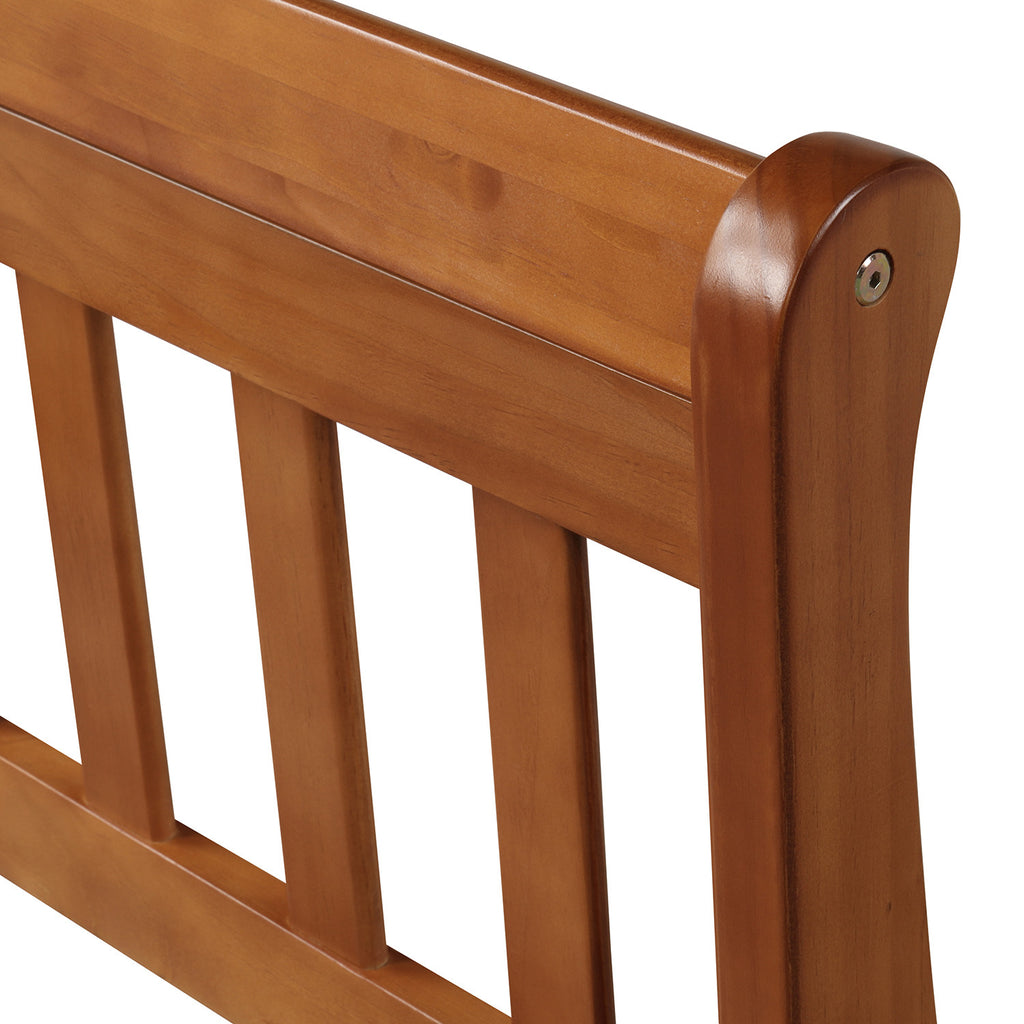 Oak twin sleigh platform bed lifestyle photo