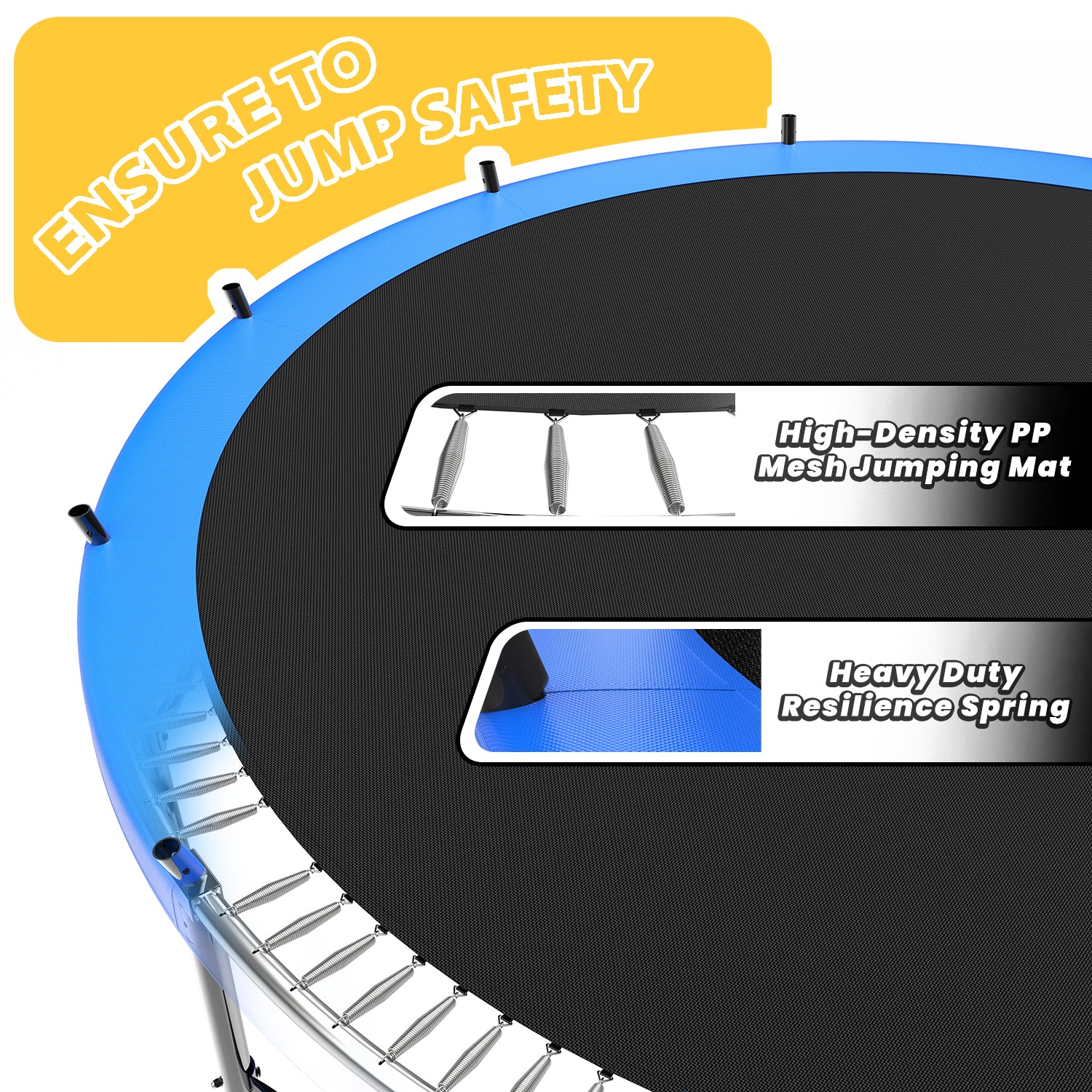 Trampoline ladder three-step textured non-slip treads close-up
