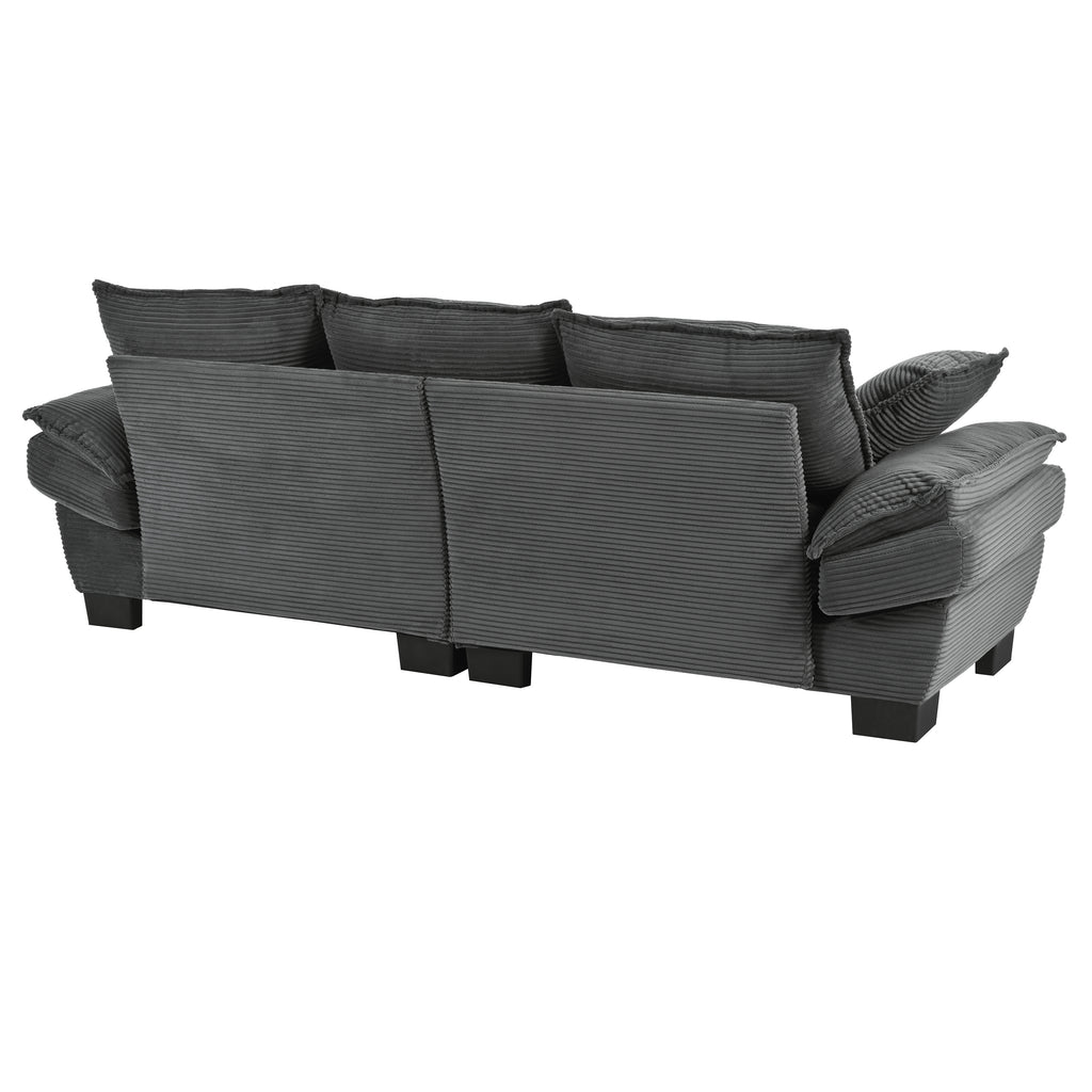 U-shape curved sofa with decorative throw pillows