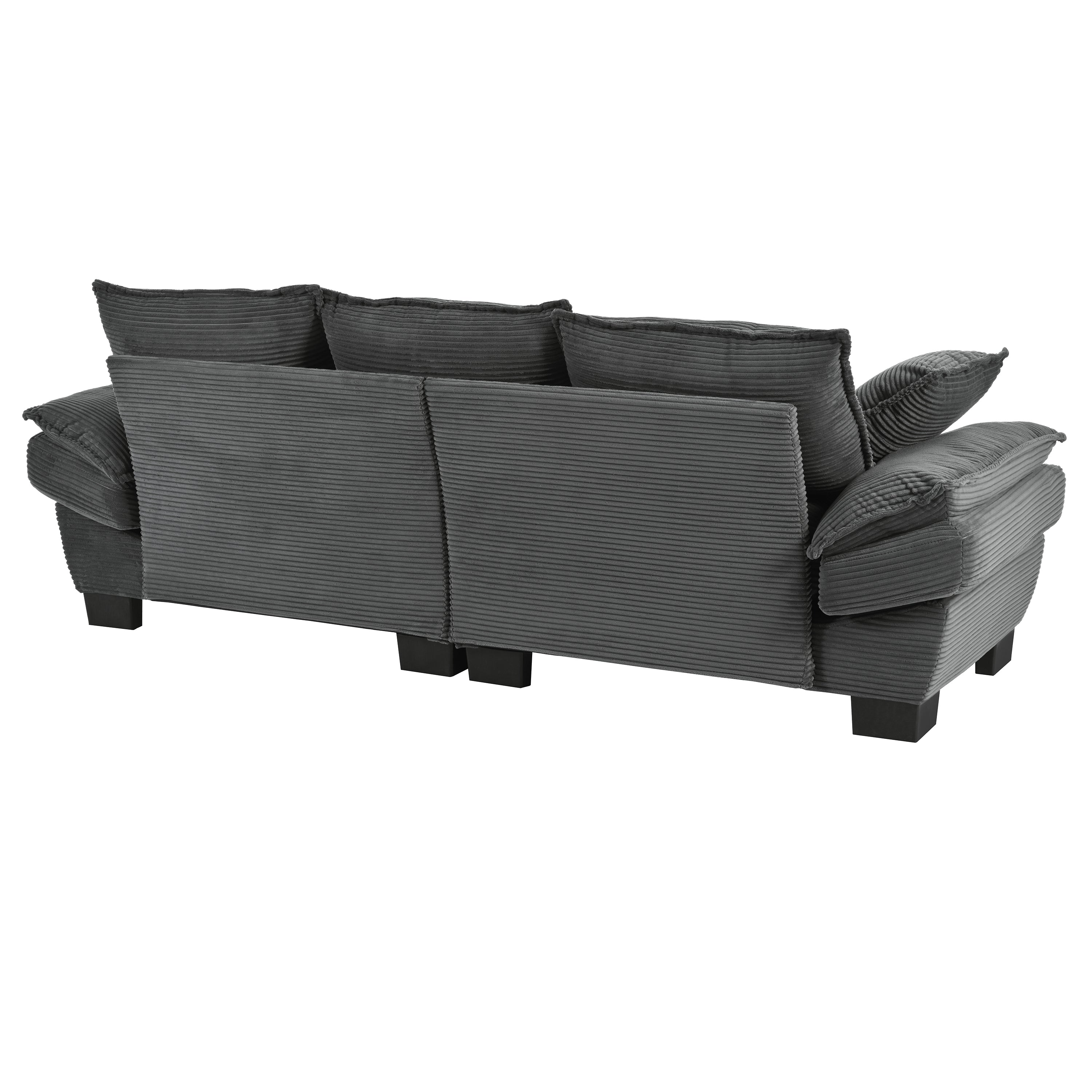 U-shape curved sofa with decorative throw pillows