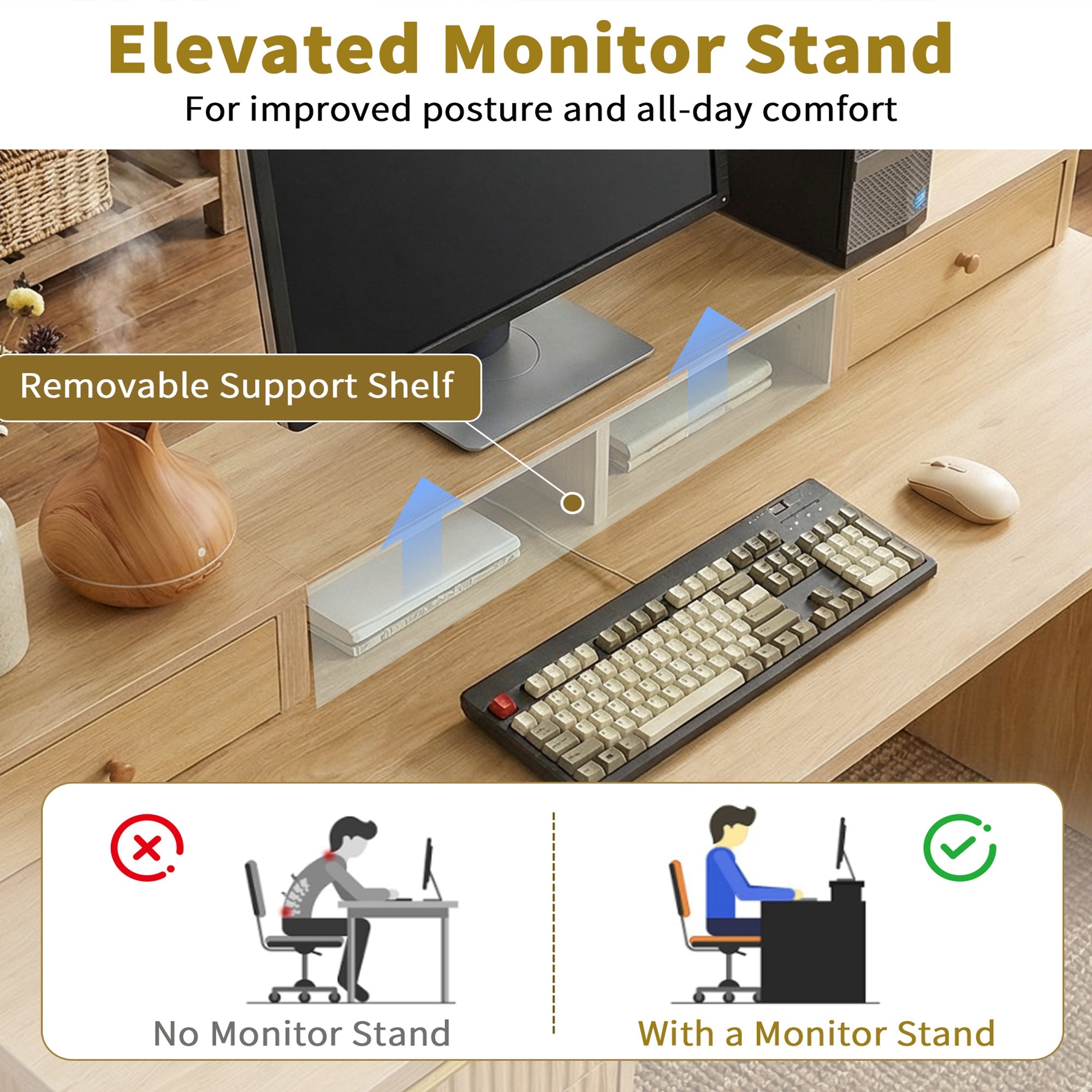 Fluted L-Shaped Desk with Charging Station, Monitor Stand & File Drawer — 59-Inch