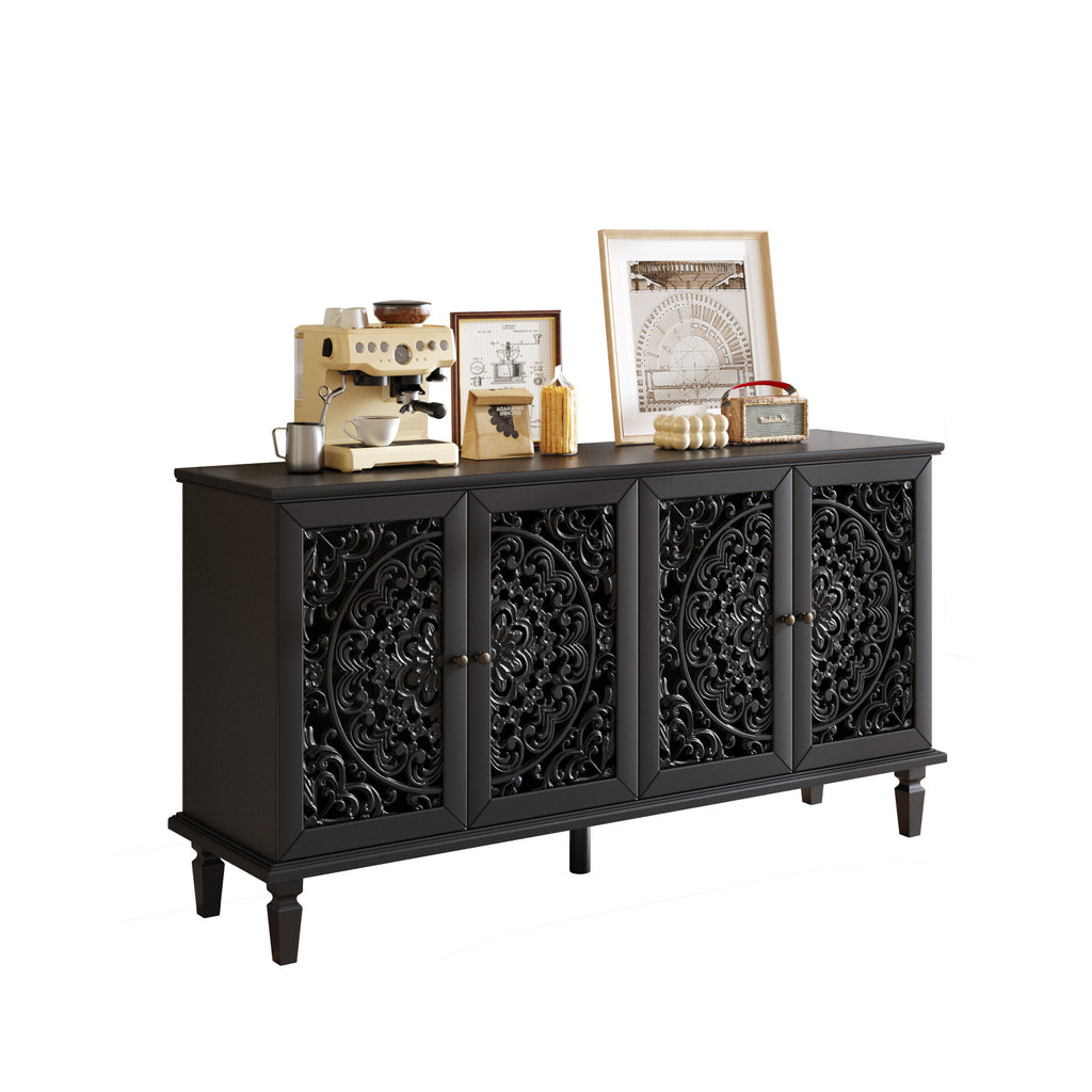 Buffet server cabinet adjustable shelf interior view