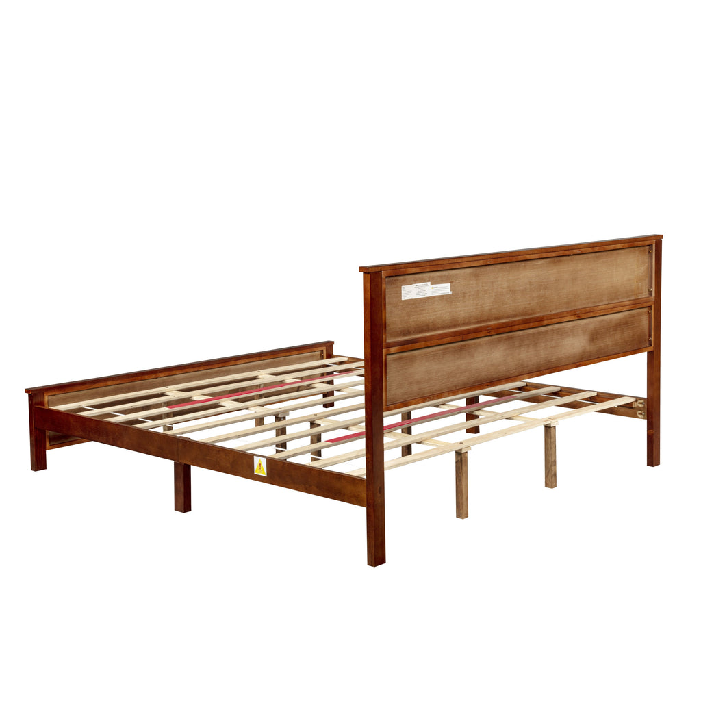 Farmhouse Style King Size Bed with Barn Door Designed Headboard and Footboard, Pinewood Bed with Strengthened Bed Frame,White