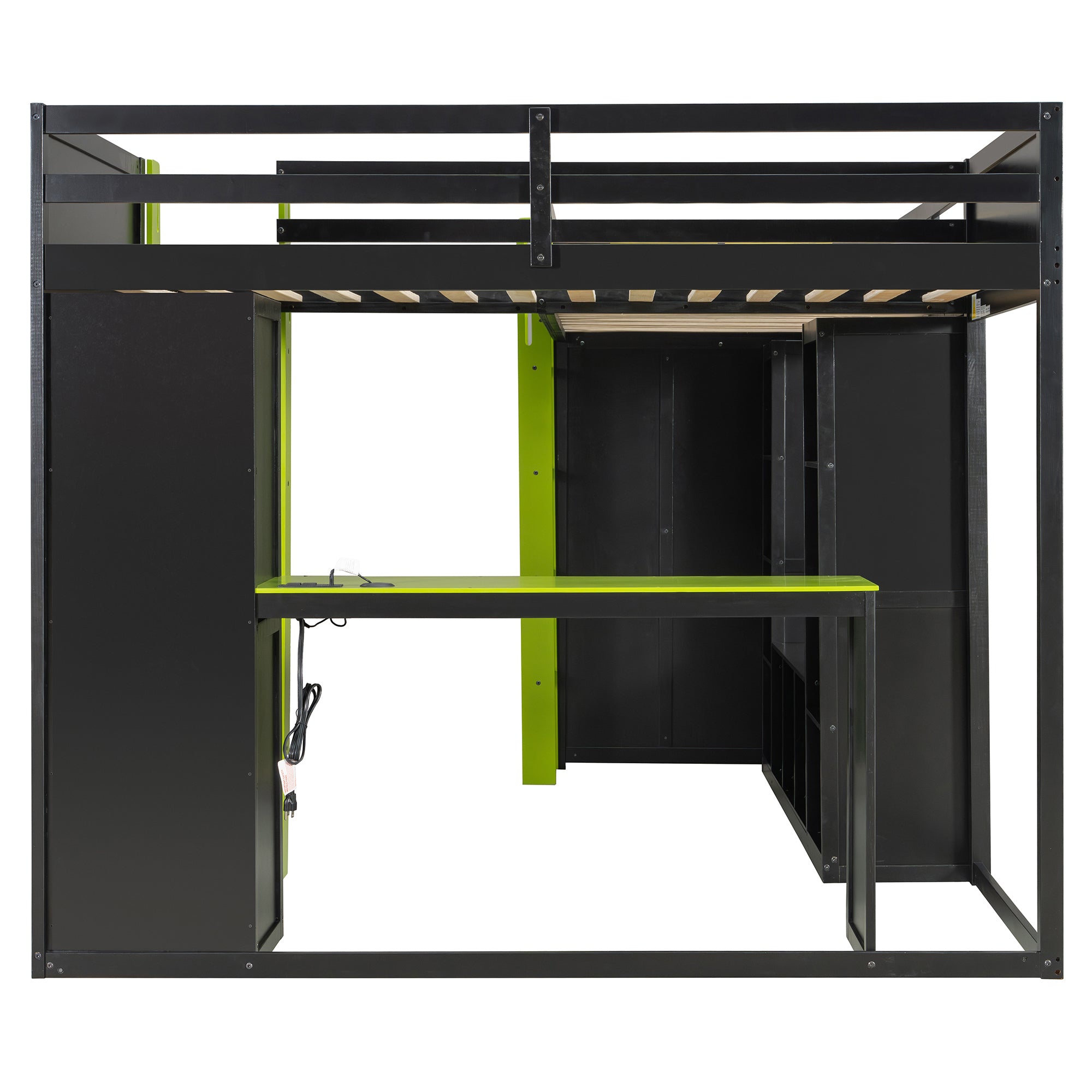 Under-bed storage area on gaming loft bed frame