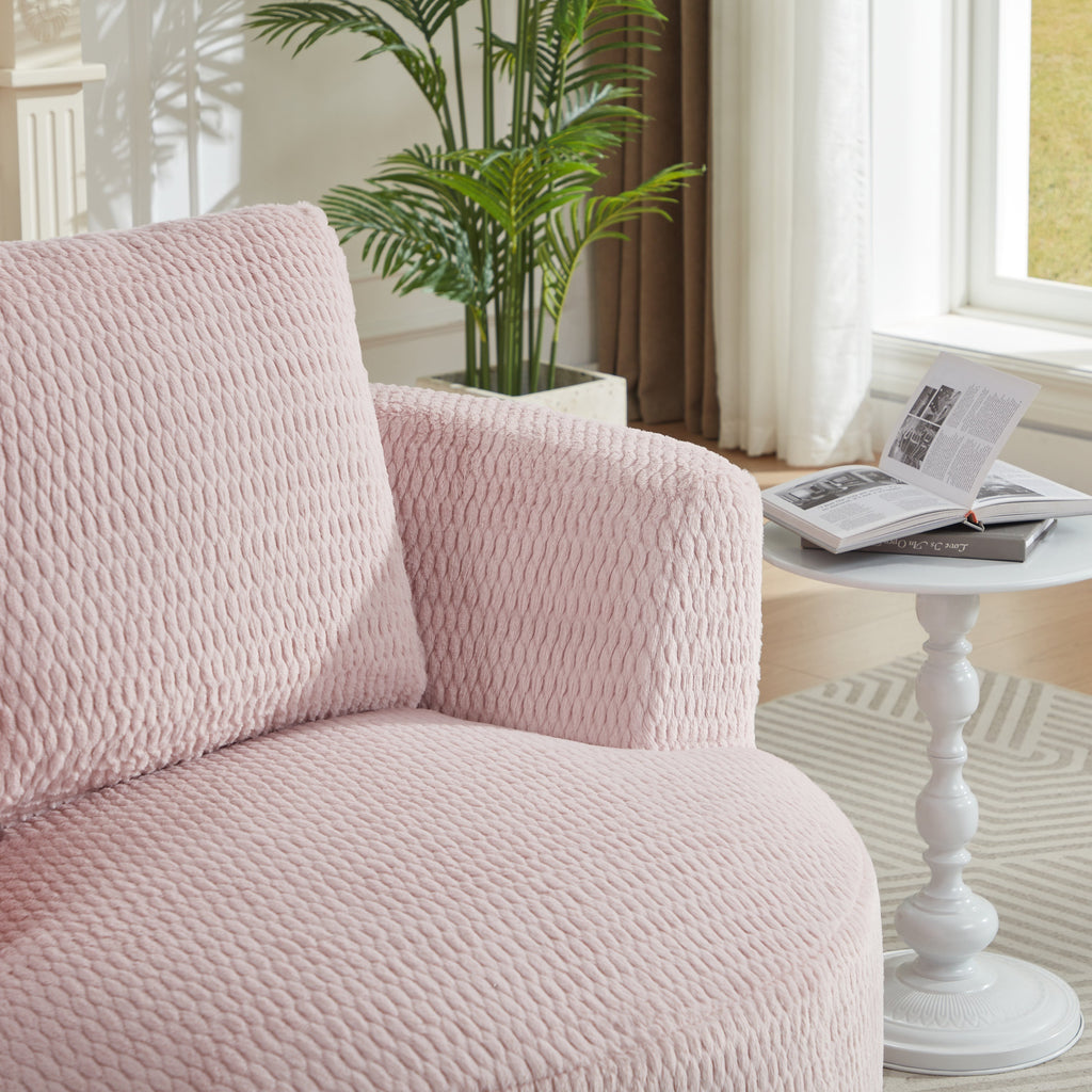 Faux Fur Swivel Accent Chair — 360° Compressible Comfort