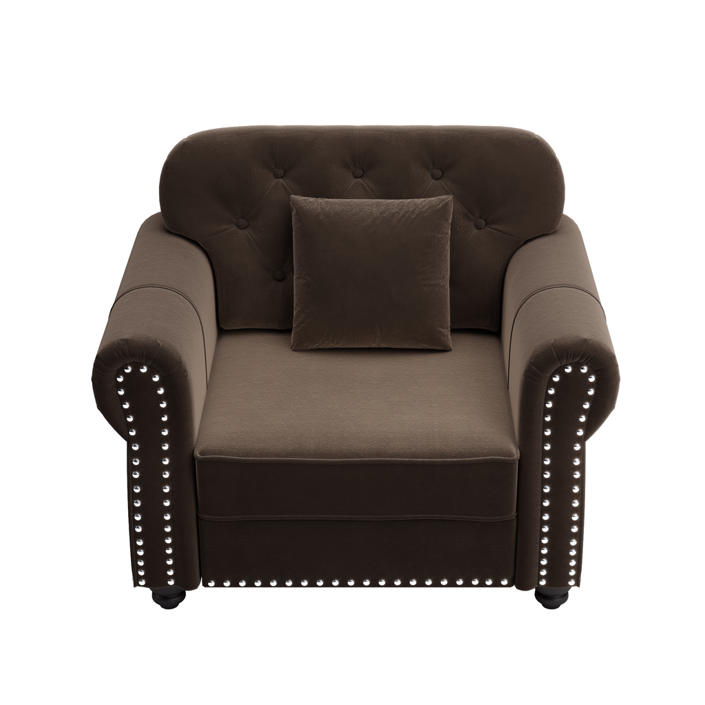 Single-seat Chesterfield front three-quarter view