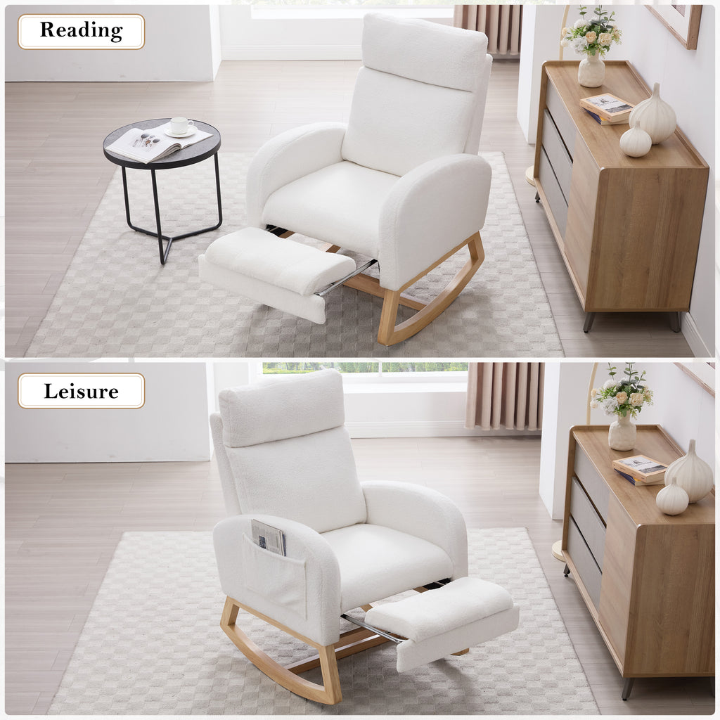 Solid wood rocker base with felt pads — detail