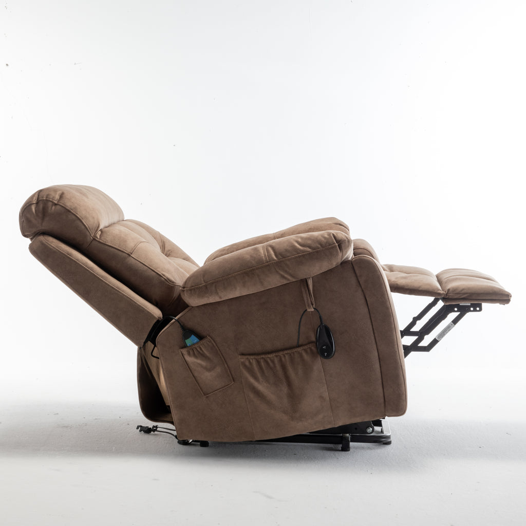 Power lift recliner with massage and heat — side profile