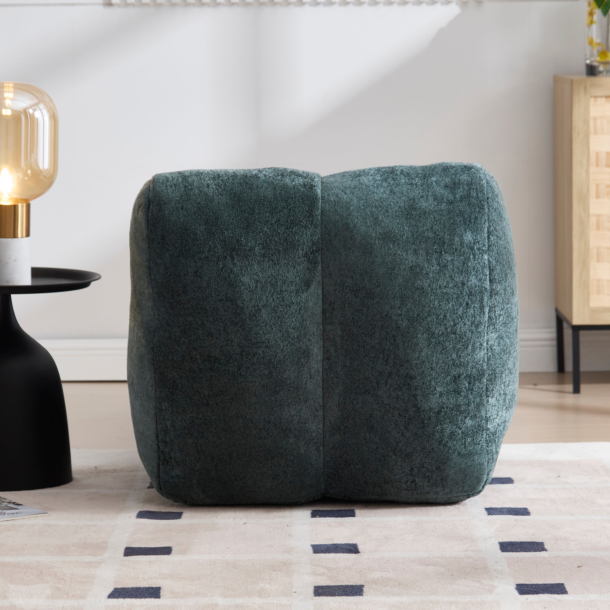 Light blue microfiber accent chair — angled view