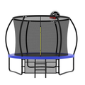 10ft blue outdoor pumpkin trampoline with basketball hoop — front view