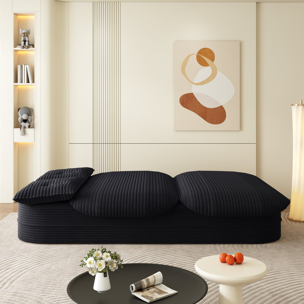 78.7' Modern 2-in-1 Foldable Sofa with Functional Blanket and 2 Soft Pillows,Comfortable Plush Corduroy Fabric Sofa,Convertible Sleeper Sofa Bed,Deep Seat Sofa Couch for Living Room,Bedroom,Baby Pink