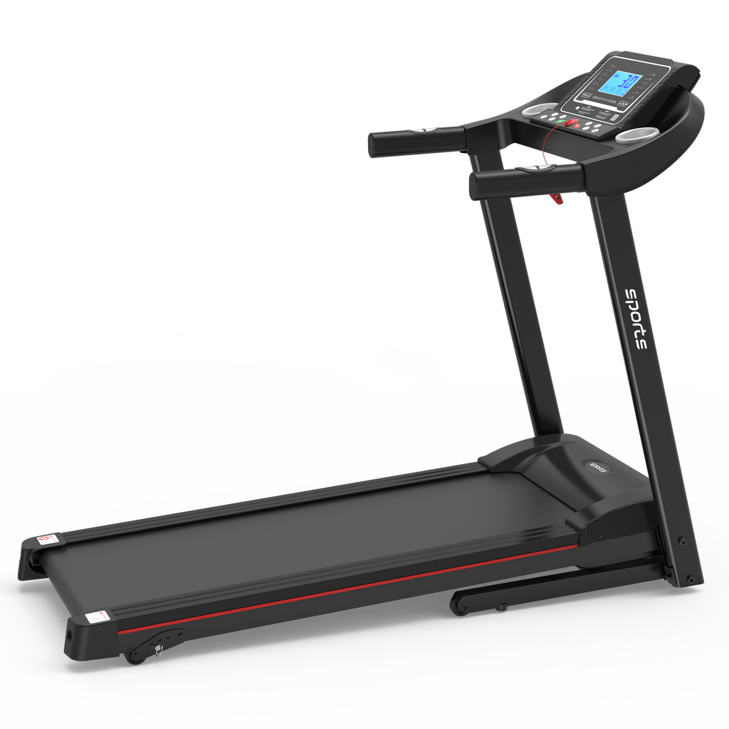 Foldable treadmill folded upright storage in small apartment